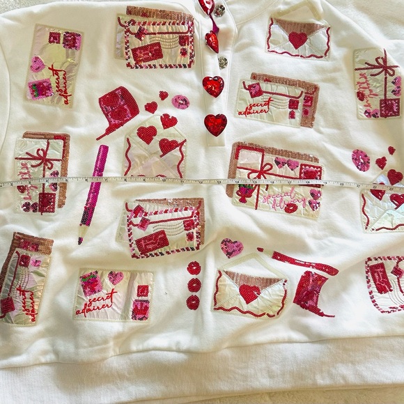 Queen of Sparkles ✨ White Love Letters Henley Sweatshirt - Picture 7 of 8